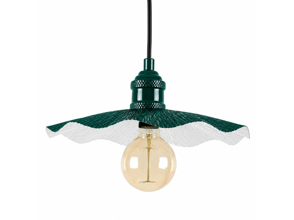 Metalowa lampa wisząca „Ondula” – 34 x 34 cm – ciemnozielona