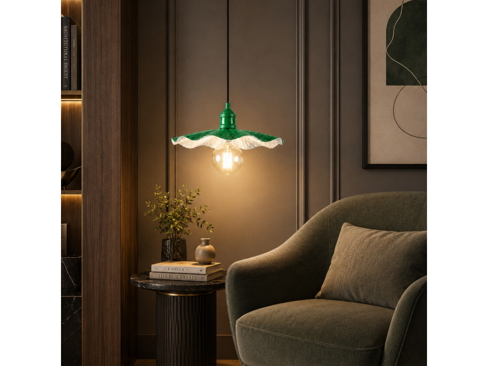 Metalowa lampa wisząca „Ondula” – 34 x 34 cm – jasnozielona