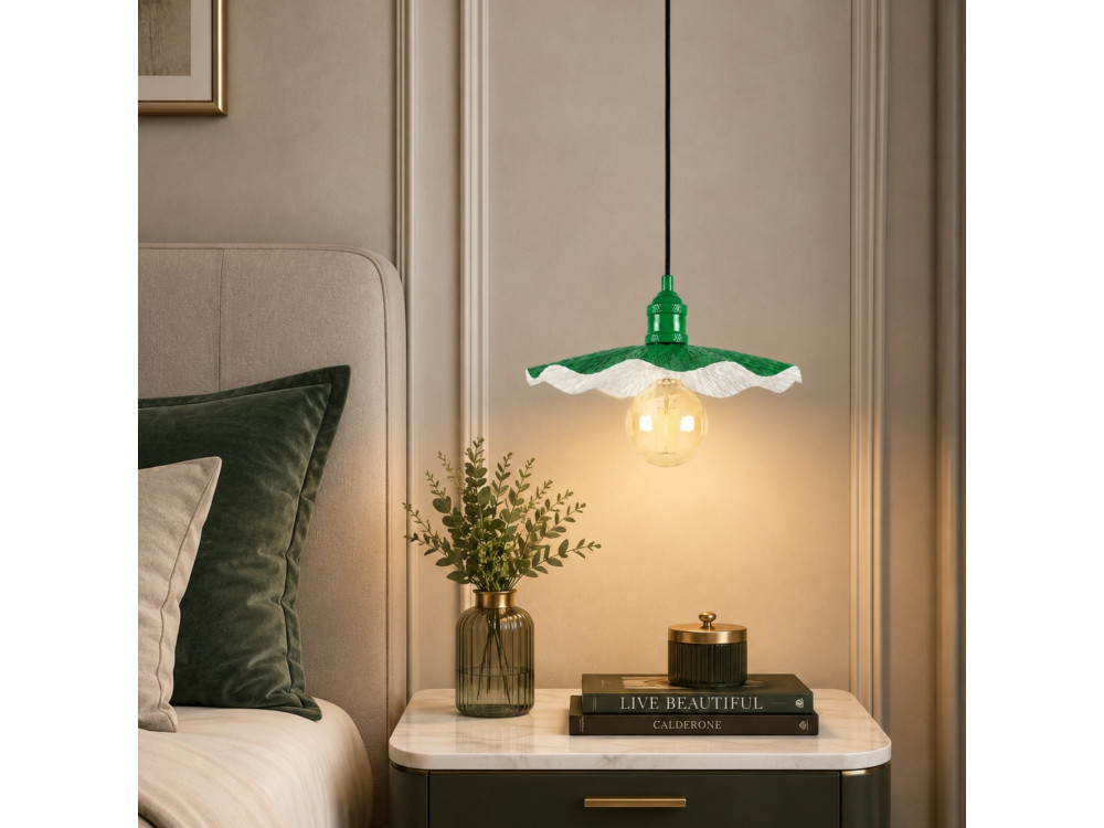 Metalowa lampa wisząca „Ondula” – 34 x 34 cm – jasnozielona