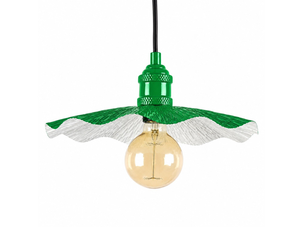 Metalowa lampa wisząca „Ondula” – 34 x 34 cm – jasnozielona