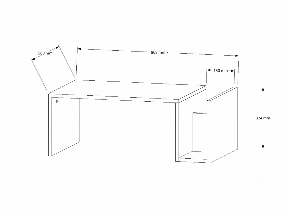 Drewniany stolik kawowy „Memo” – 86,8 x 32,4 x 50 cm – trawertyn / orzech wenecki