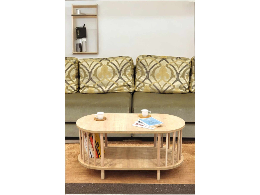 Drewniany stolik kawowy „Peka-0111” – 90 x 43 x 45 cm – dąb Saphir