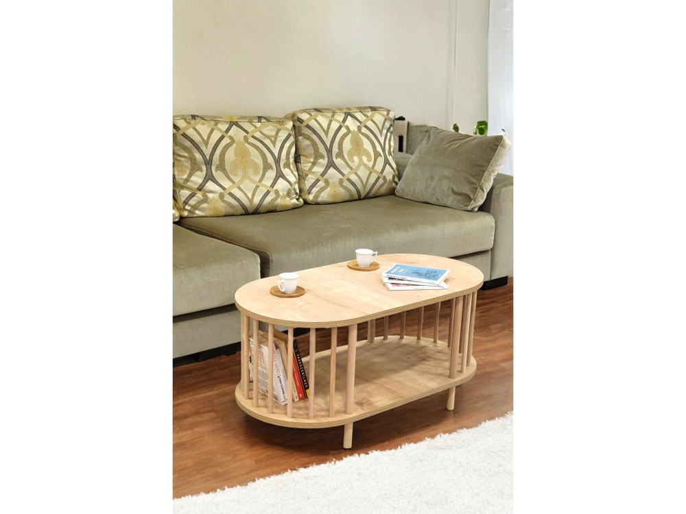 Drewniany stolik kawowy „Peka-0111” – 90 x 43 x 45 cm – dąb Saphir