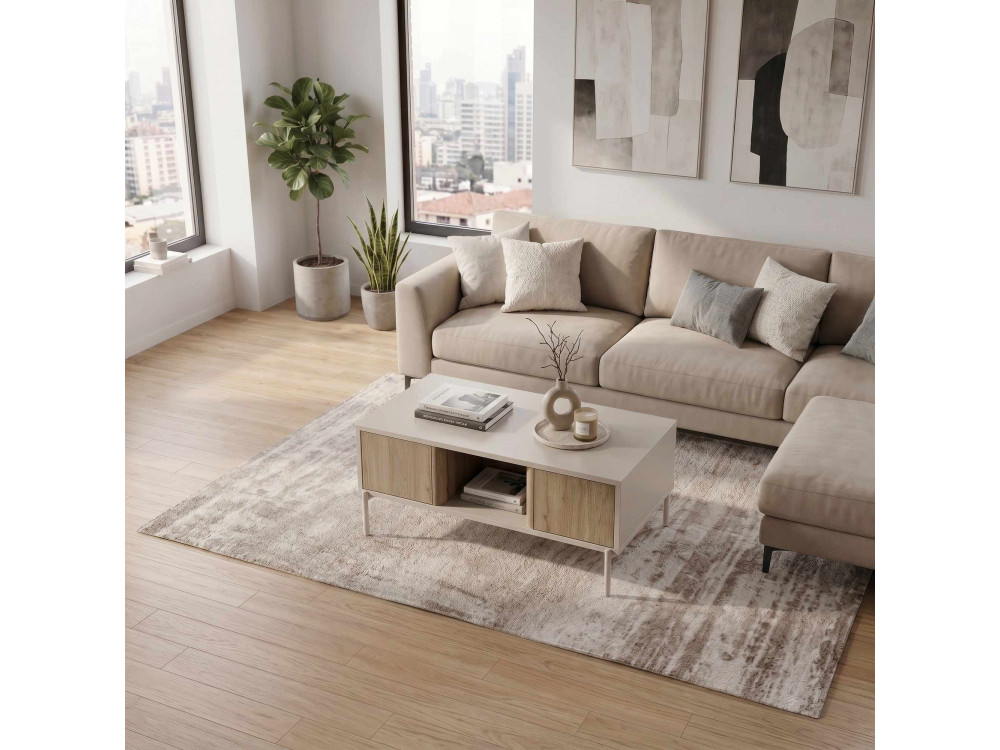 Drewniany stolik kawowy „VENTRO” – 100 x 42 x 60 cm – kamionka