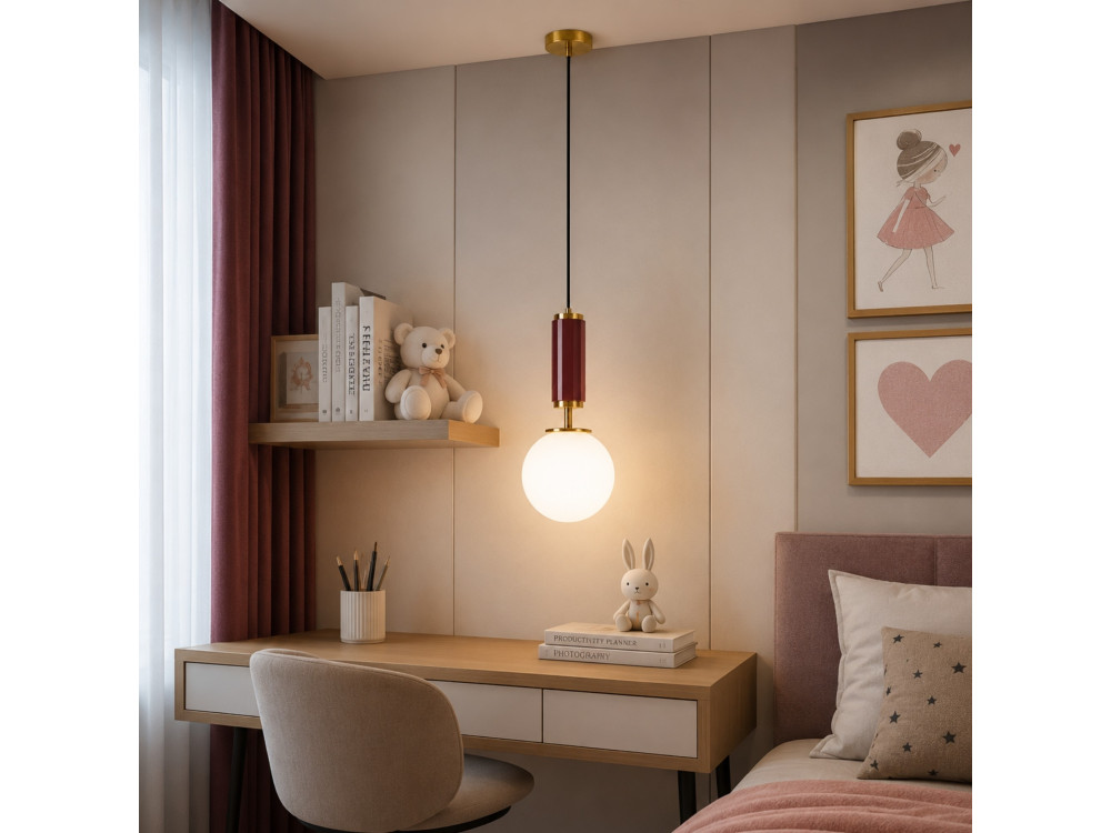 Metalowa lampa wisząca „Moira” – 15 x 15 x 120 cm – czerwona