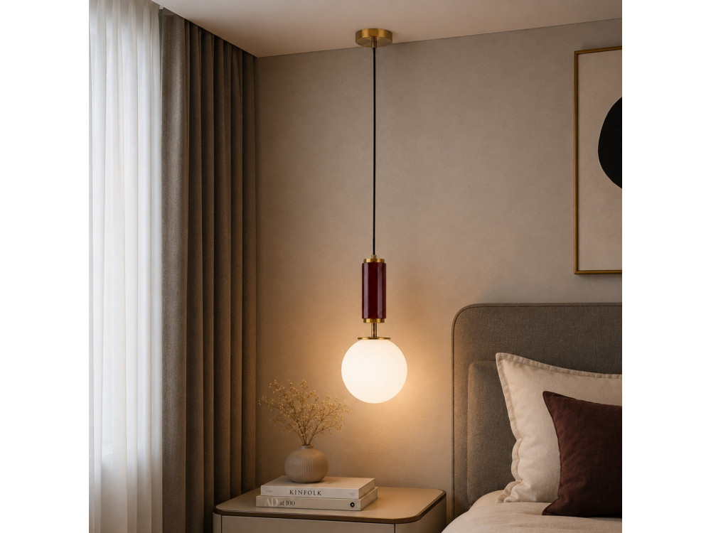 Metalowa lampa wisząca „Moira” – 15 x 15 x 120 cm – czerwona