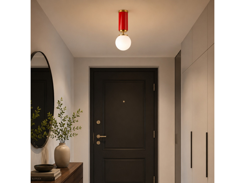 Metalowa lampa sufitowa „Moira” – 15 x 15 x 38 cm – czerwona
