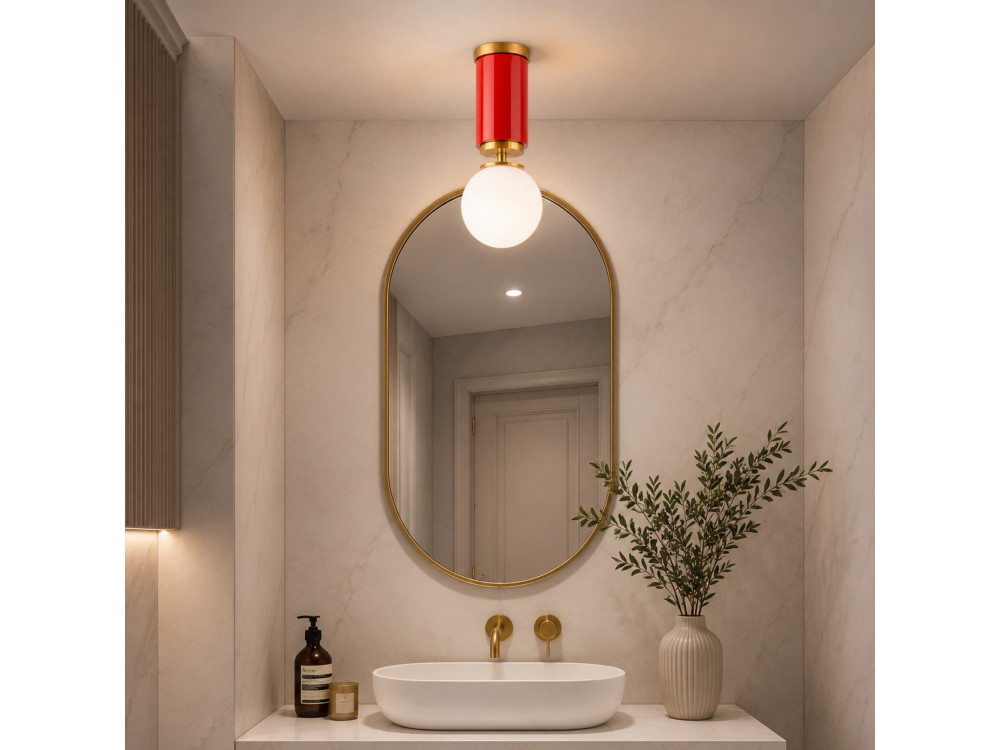 Metalowa lampa sufitowa „Moira” – 15 x 15 x 38 cm – czerwona