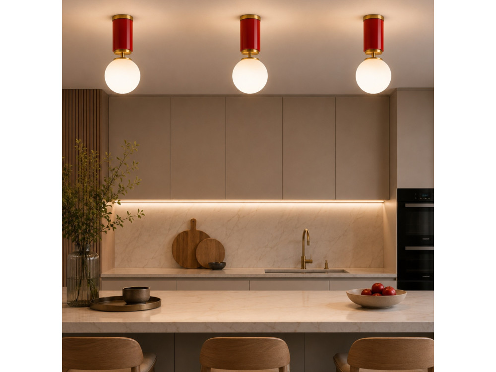 Metalowa lampa sufitowa „Moira” – 15 x 15 x 38 cm – czerwona