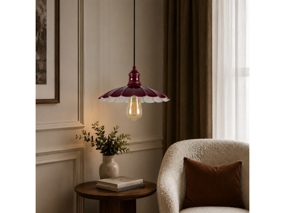 Metalowa lampa wisząca „Volan” – 25 x 25 cm – kolor bordowy