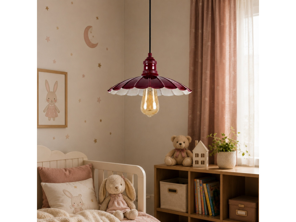 Metalowa lampa wisząca „Volan” – 25 x 25 cm – kolor bordowy