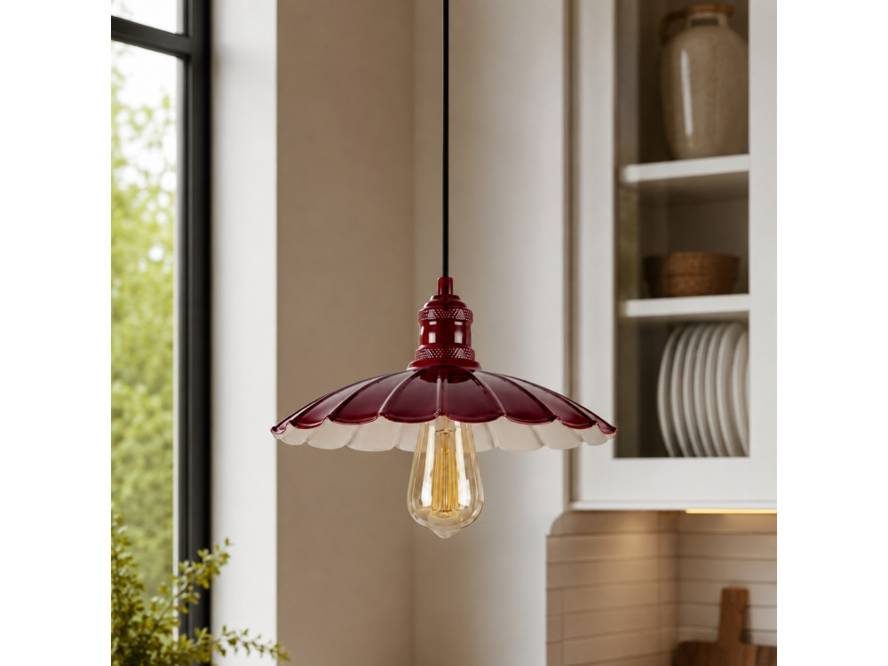 Metalowa lampa wisząca „Volan” – 25 x 25 cm – kolor bordowy