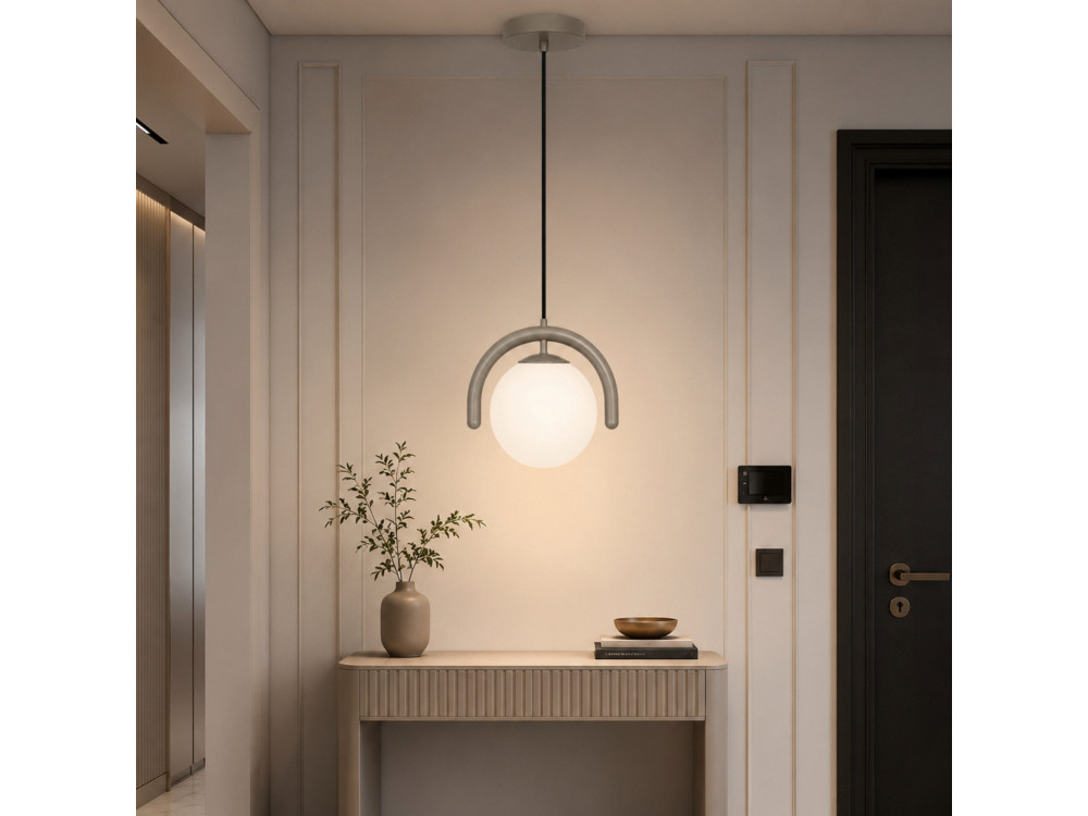 Metalowa lampa wisząca „GEDIK-20441” – 20 x 20 cm – szara