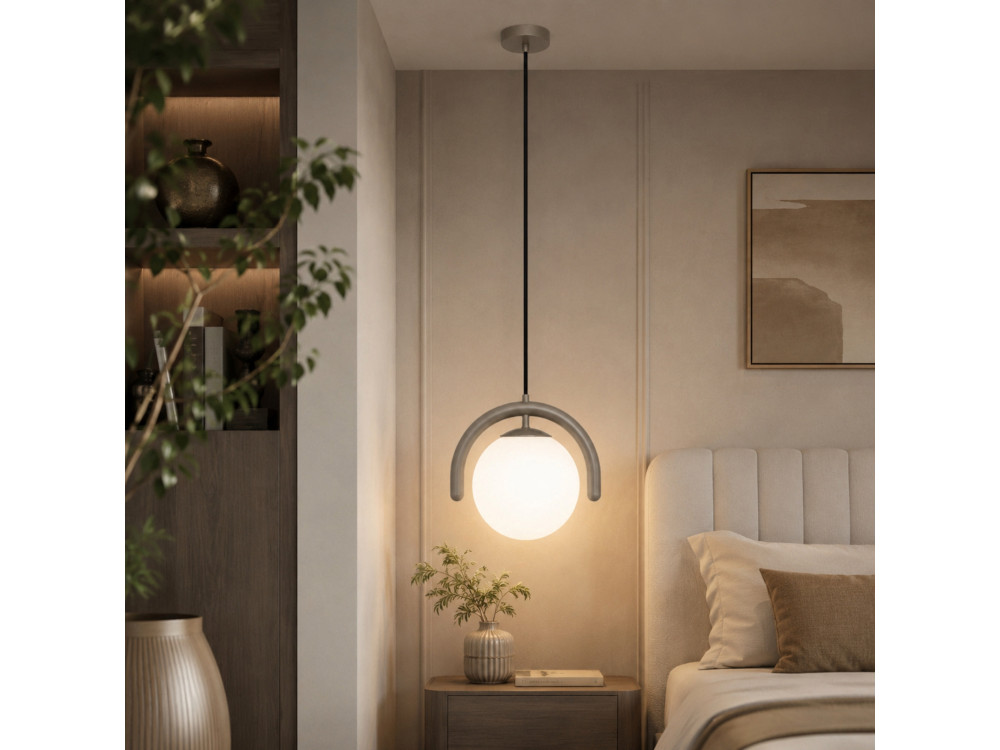 Metalowa lampa wisząca „GEDIK-20441” – 20 x 20 cm – szara