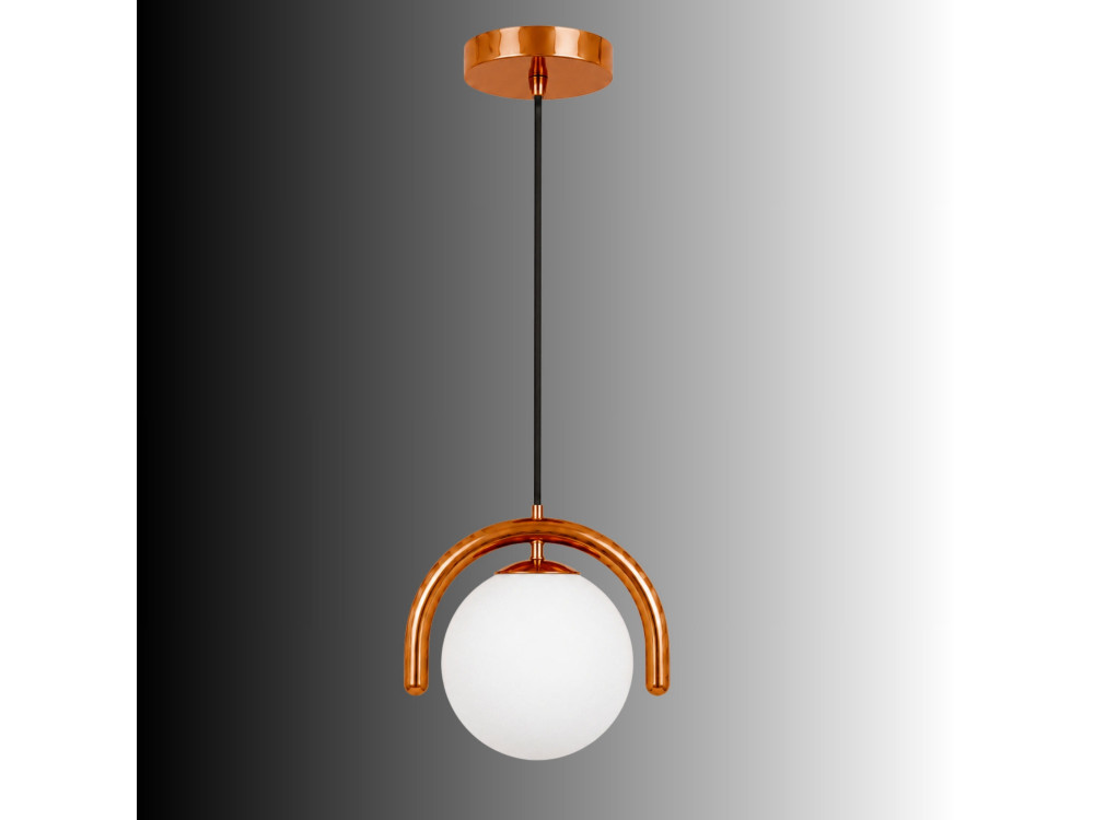 Metalowa lampa wisząca „GEDIK-20441” – 20 x 20 cm – brązowo-pomarańczowa