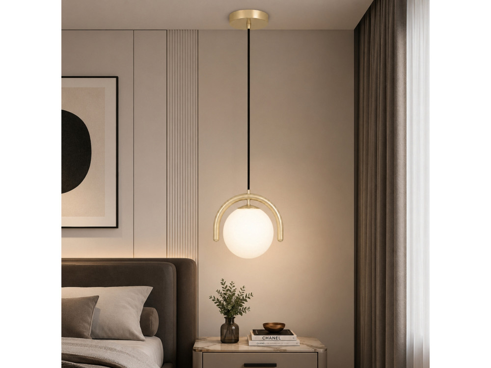 Metalowa lampa wisząca „GEDIK-20441” – 20 x 20 cm – beżowa
