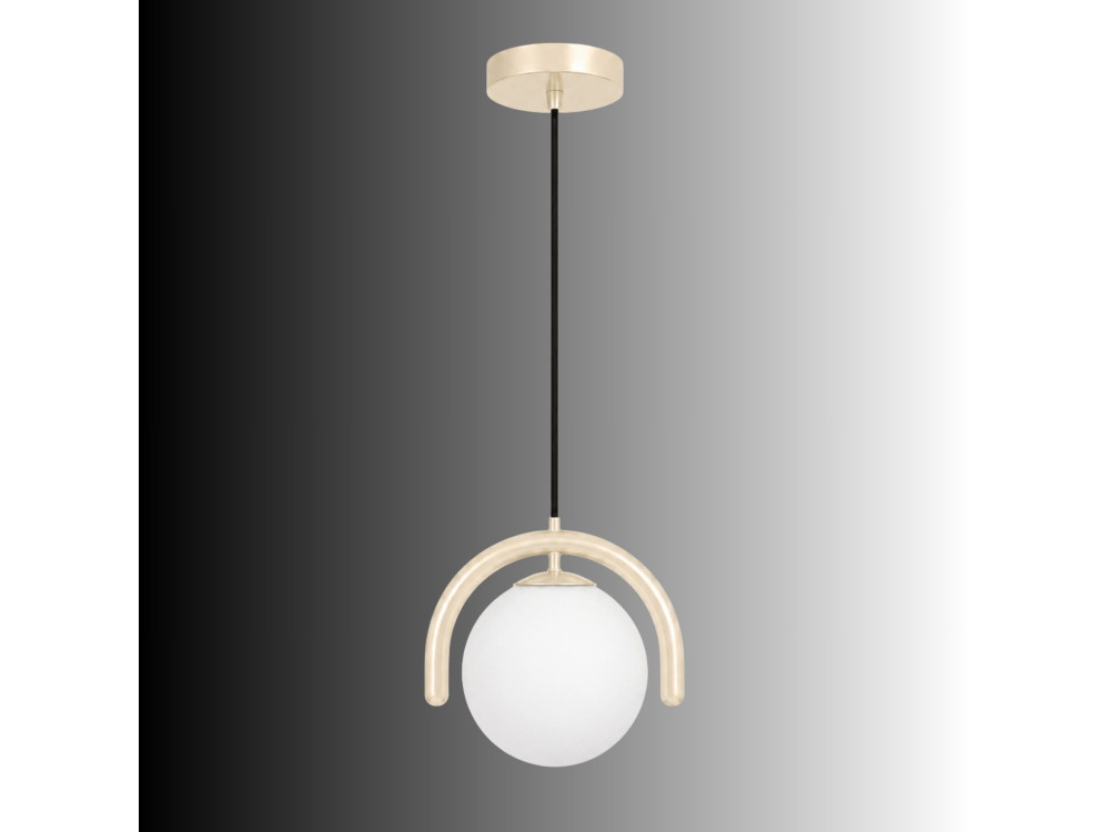 Metalowa lampa wisząca „GEDIK-20441” – 20 x 20 cm – beżowa