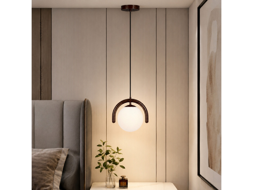 Metalowa lampa wisząca „GEDIK-20441” – 20 x 20 cm – brązowa