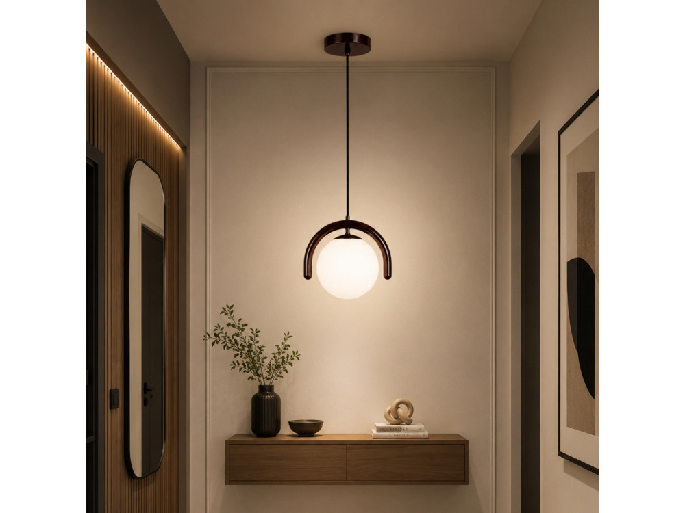 Metalowa lampa wisząca „GEDIK-20441” – 20 x 20 cm – brązowa