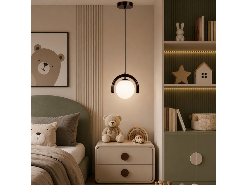 Metalowa lampa wisząca „GEDIK-20441” – 20 x 20 cm – brązowa