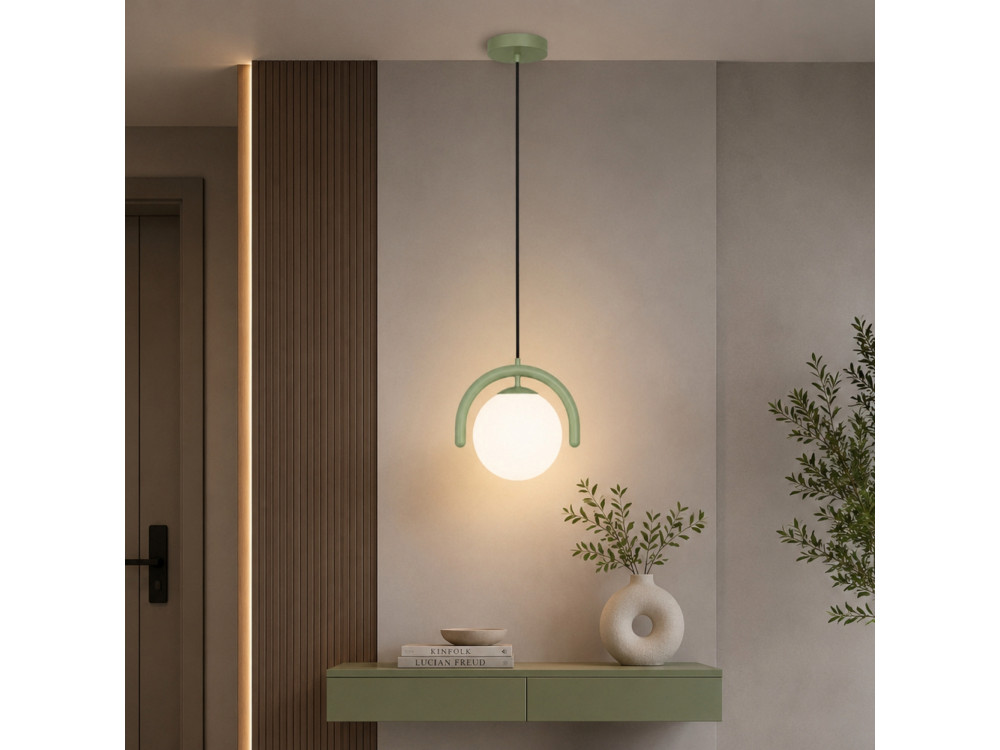 Metalowa lampa wisząca „GEDIK-20441” – 20 x 20 cm – kolor miętowy