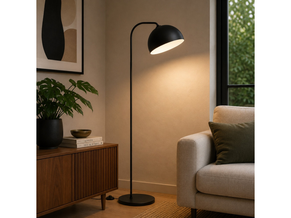 Metalowa lampa podłogowa „Yaka” – 51 x 51 cm – czarna