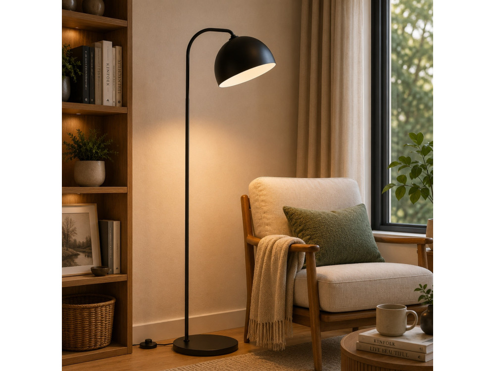 Metalowa lampa podłogowa „Yaka” – 51 x 51 cm – czarna