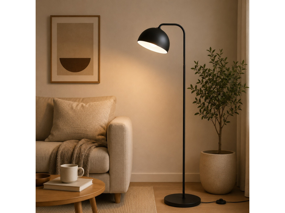 Metalowa lampa podłogowa „Yaka” – 51 x 51 cm – czarna
