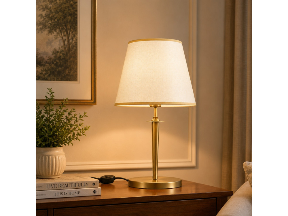 Metalowa lampa stołowa „Milano” – 31 x 31 cm – beżowa