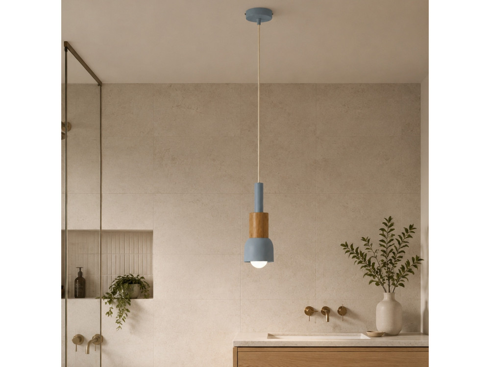 Metalowa lampa wisząca „Elwood” – 10 x 25 cm – niebieska