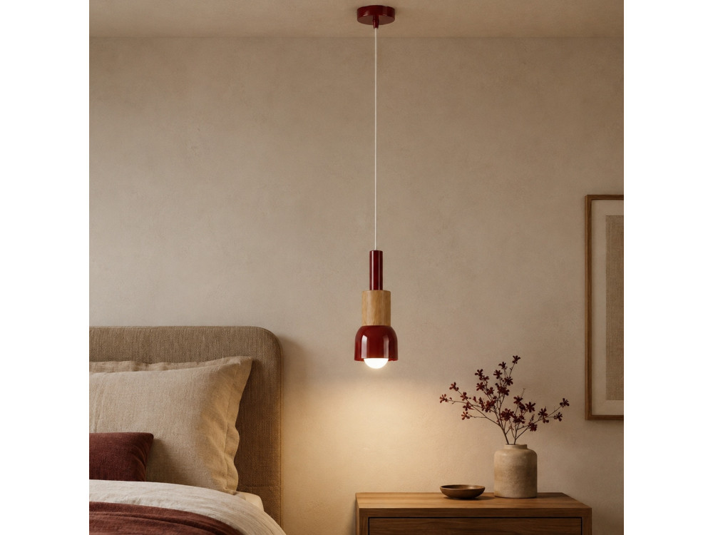 Metalowa lampa wisząca „Elwood” – 10 x 25 cm – czerwona