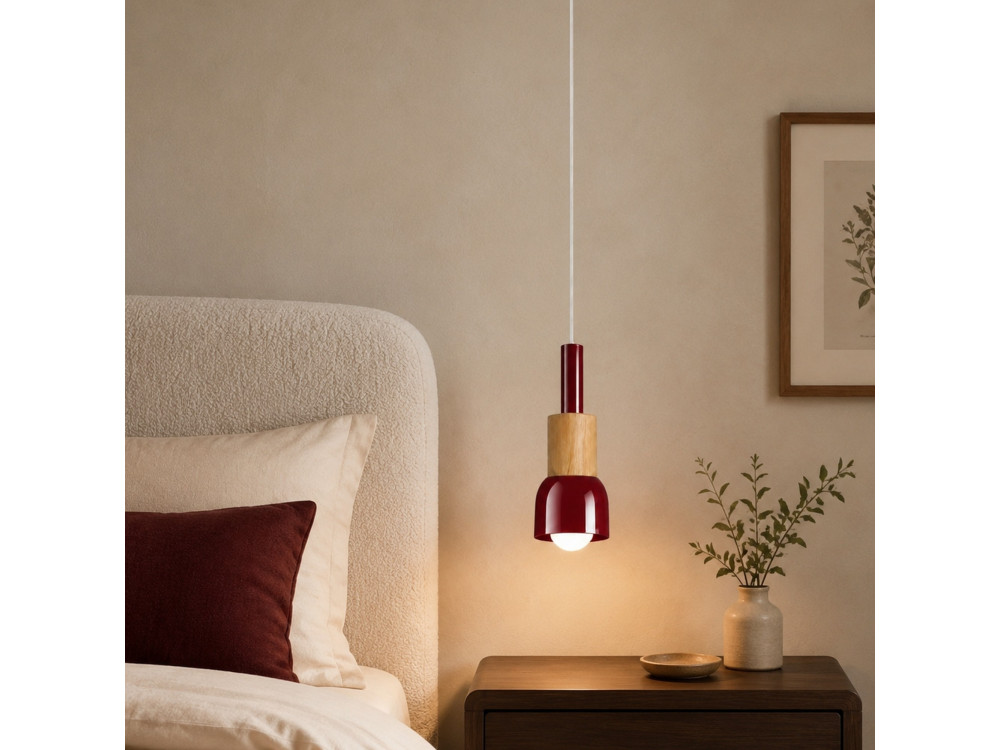 Metalowa lampa wisząca „Elwood” – 10 x 25 cm – czerwona