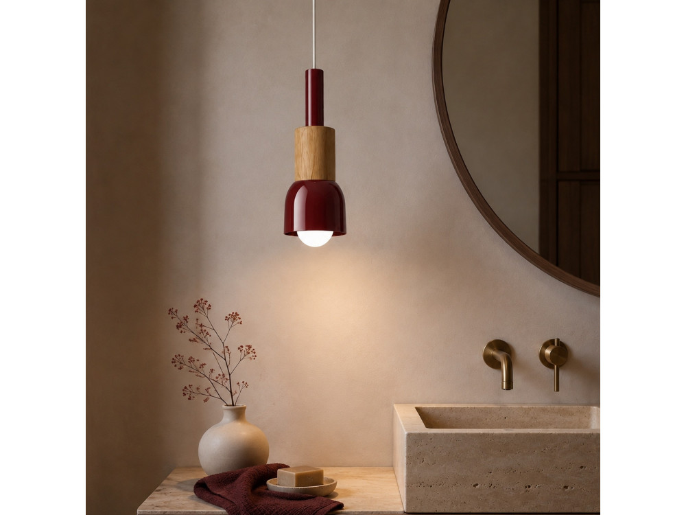 Metalowa lampa wisząca „Elwood” – 10 x 25 cm – czerwona