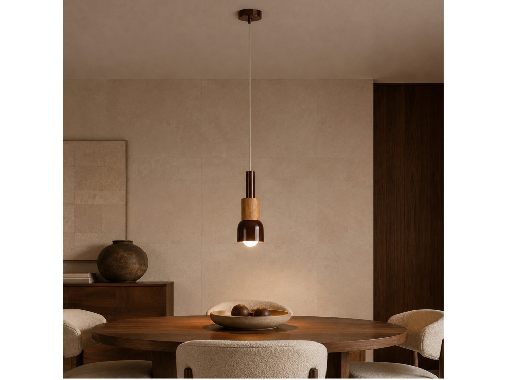Metalowa lampa wisząca „Elwood” – 10 x 25 cm – brązowa