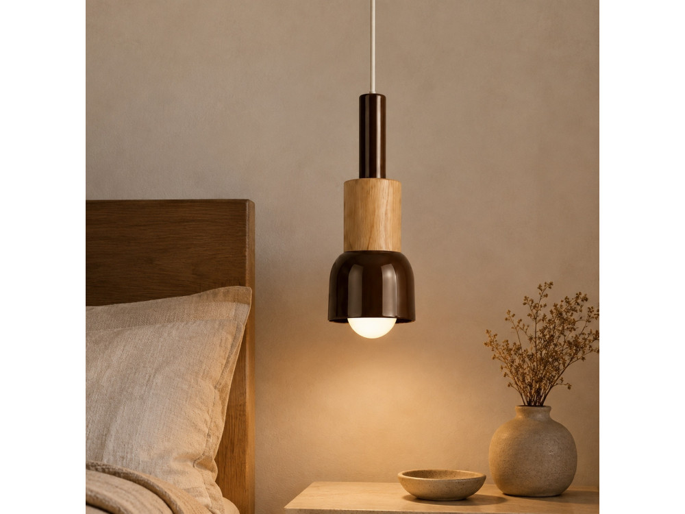 Metalowa lampa wisząca „Elwood” – 10 x 25 cm – brązowa