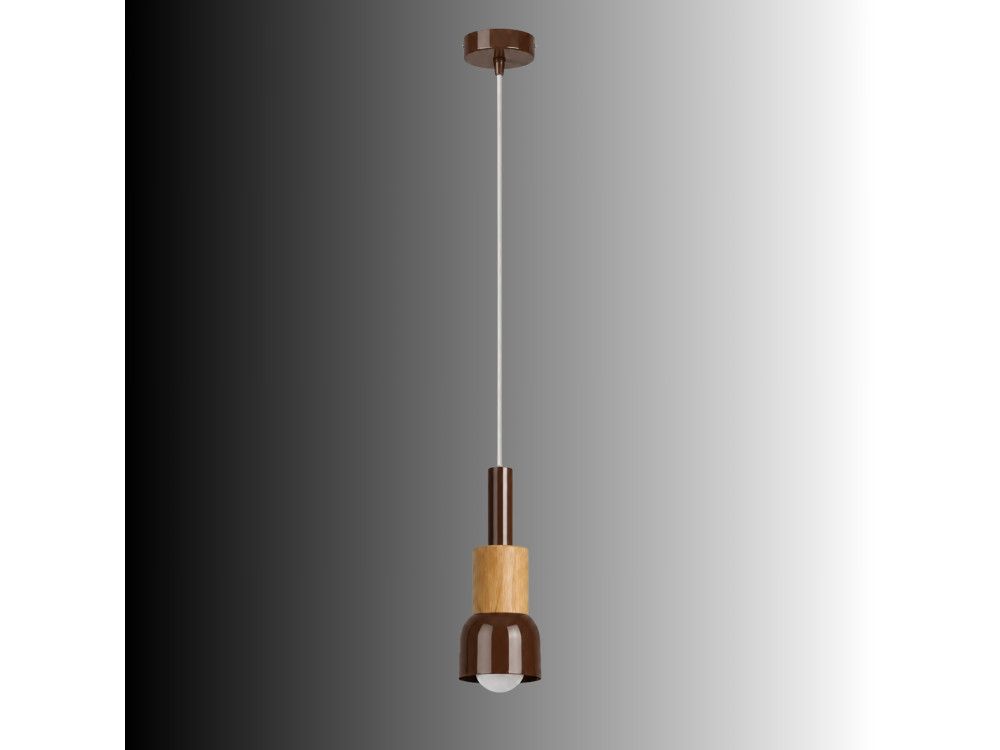 Metalowa lampa wisząca „Elwood” – 10 x 25 cm – brązowa