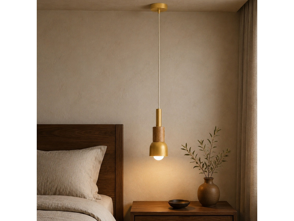 Metalowa lampa wisząca „Elwood” – 10 x 25 cm – żółta