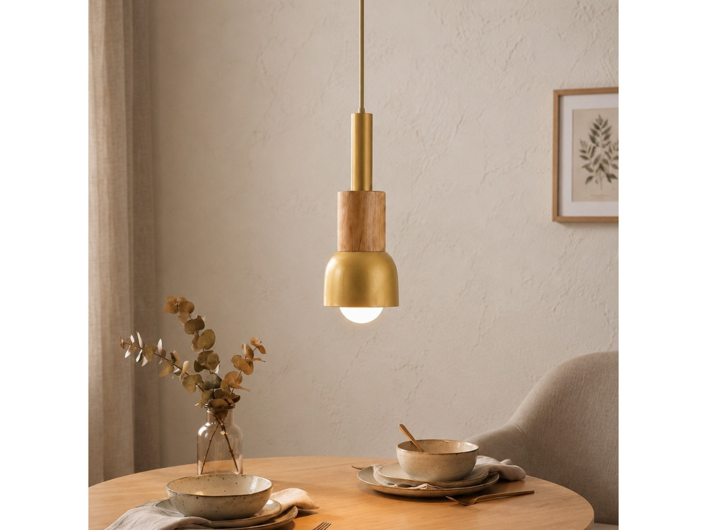 Metalowa lampa wisząca „Elwood” – 10 x 25 cm – żółta