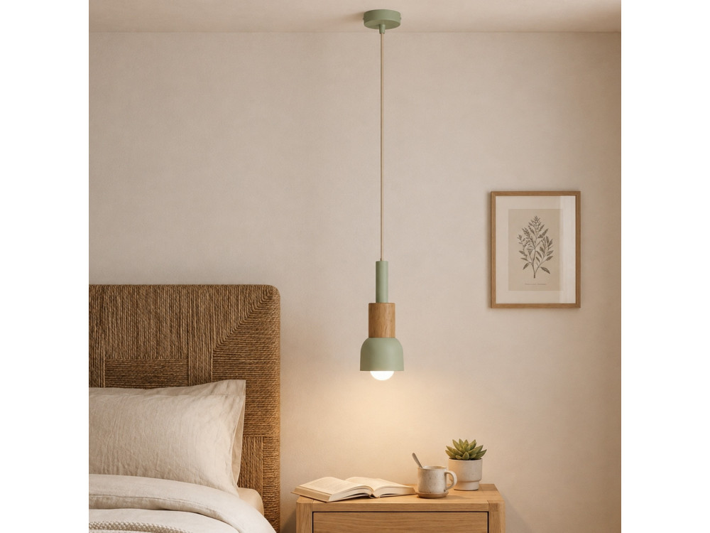Metalowa lampa wisząca „Elwood” – 10 x 25 cm – zielona