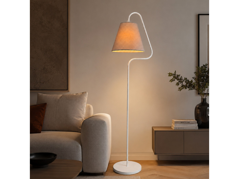 Metalowa lampa stojąca „Altur” – 45 x 35 x 162 cm – biała