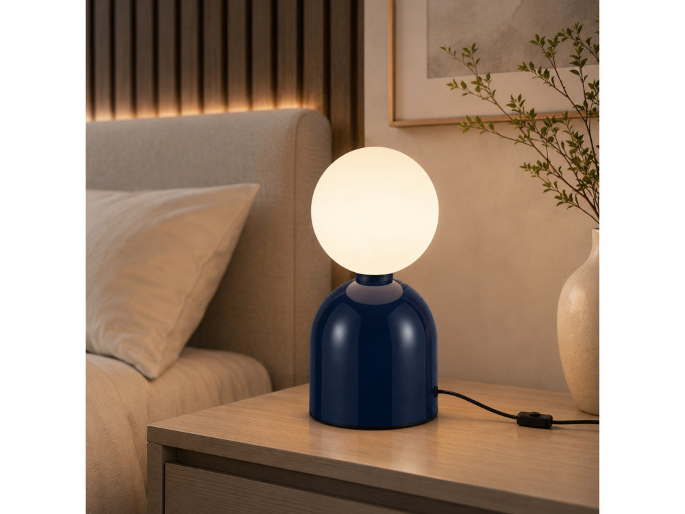 Metalowa lampa stołowa „Pupa” – 14 x 14 x 25 cm – niebieska