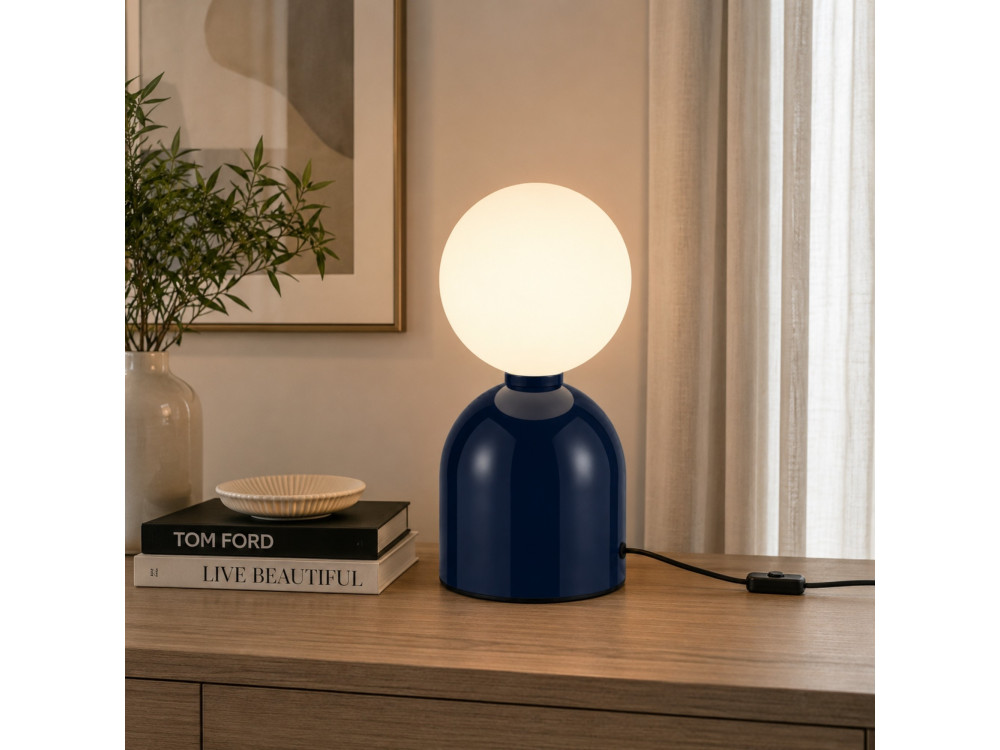 Metalowa lampa stołowa „Pupa” – 14 x 14 x 25 cm – niebieska