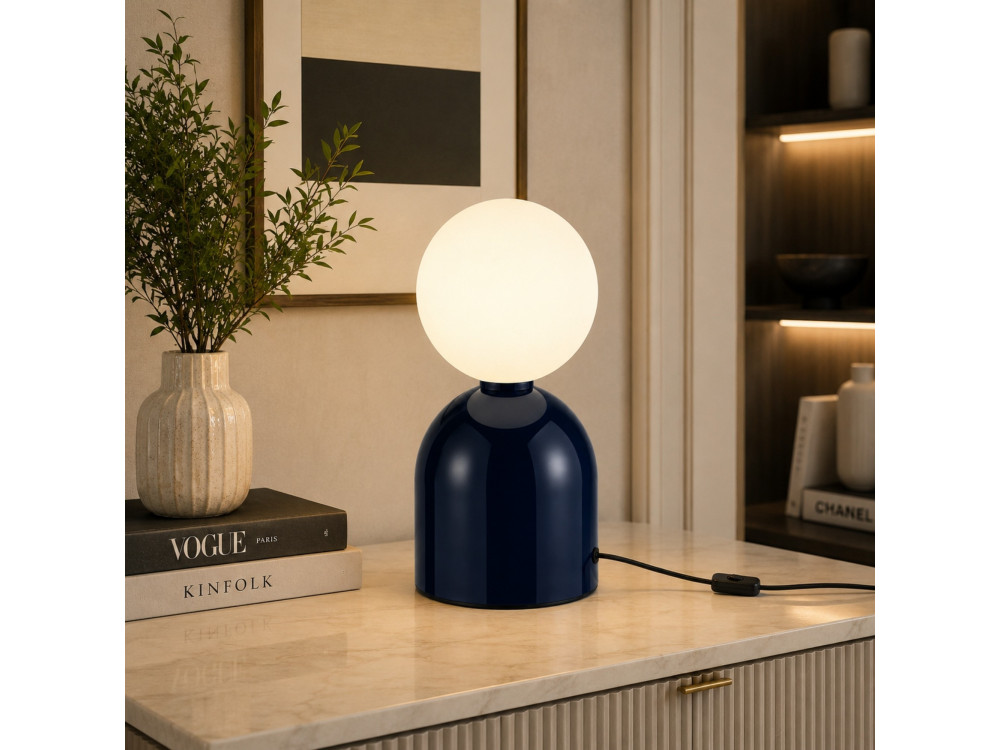 Metalowa lampa stołowa „Pupa” – 14 x 14 x 25 cm – niebieska