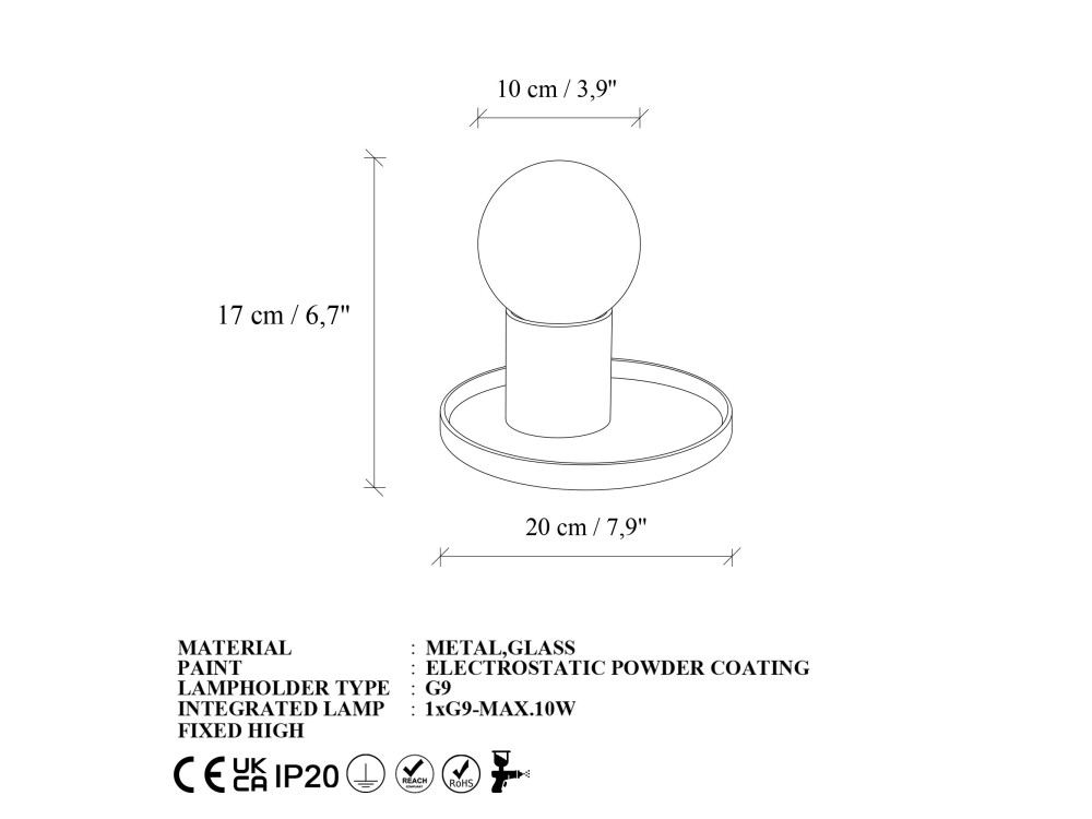Metalowa lampa stołowa „Tray” – 20 x 20 x 17 cm – czarna