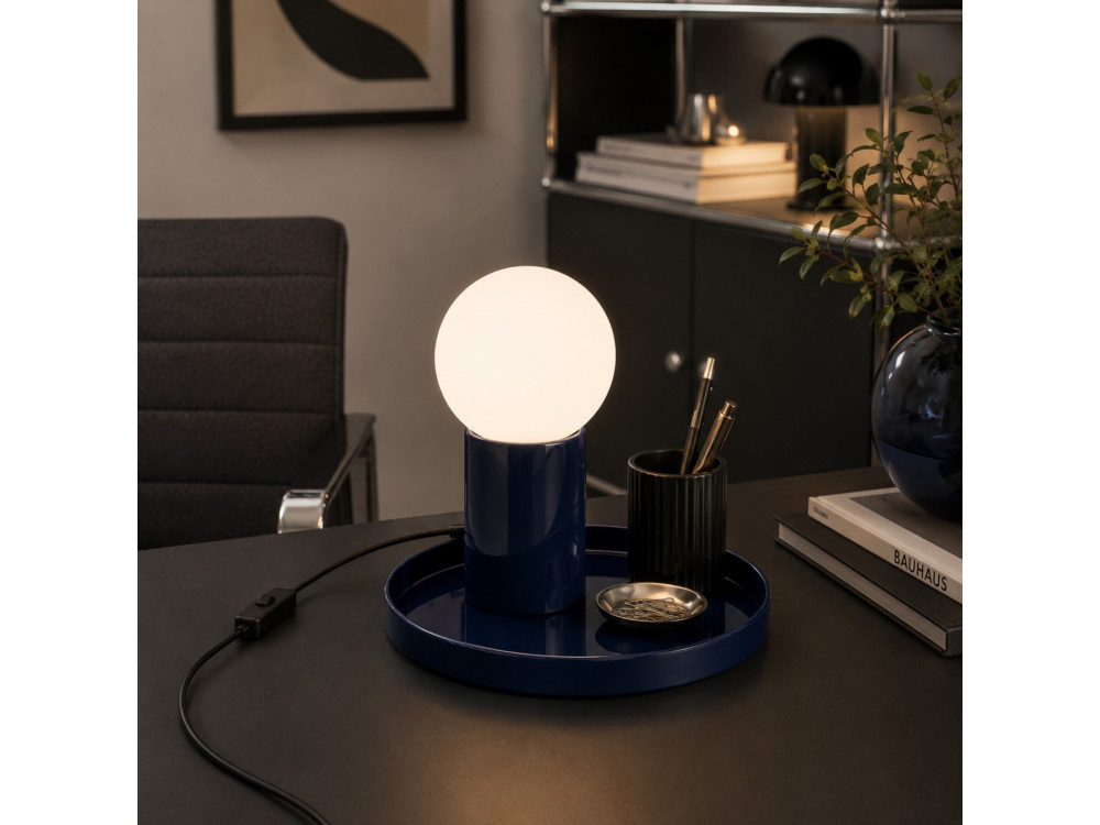 Metalowa lampa stołowa „Tray” – 20 x 20 x 17 cm – niebieska