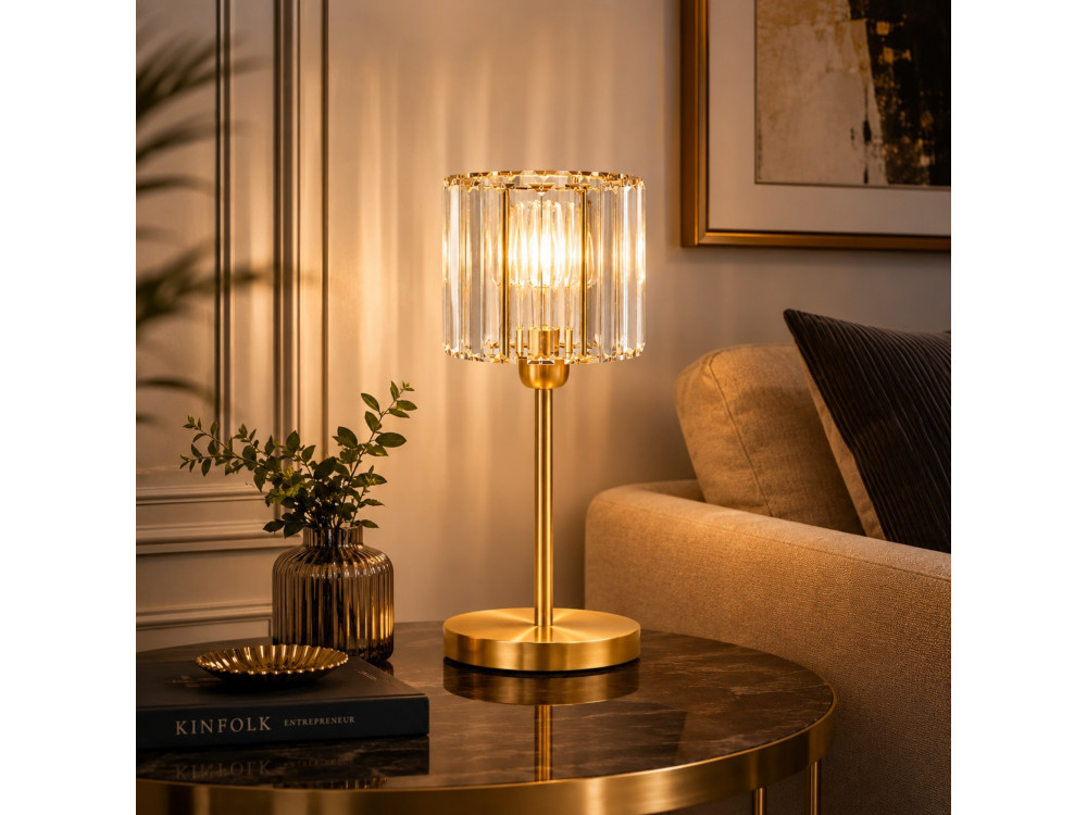Metalowa lampa stołowa „Yakops” – 17 x 17 x 50 cm – żółta