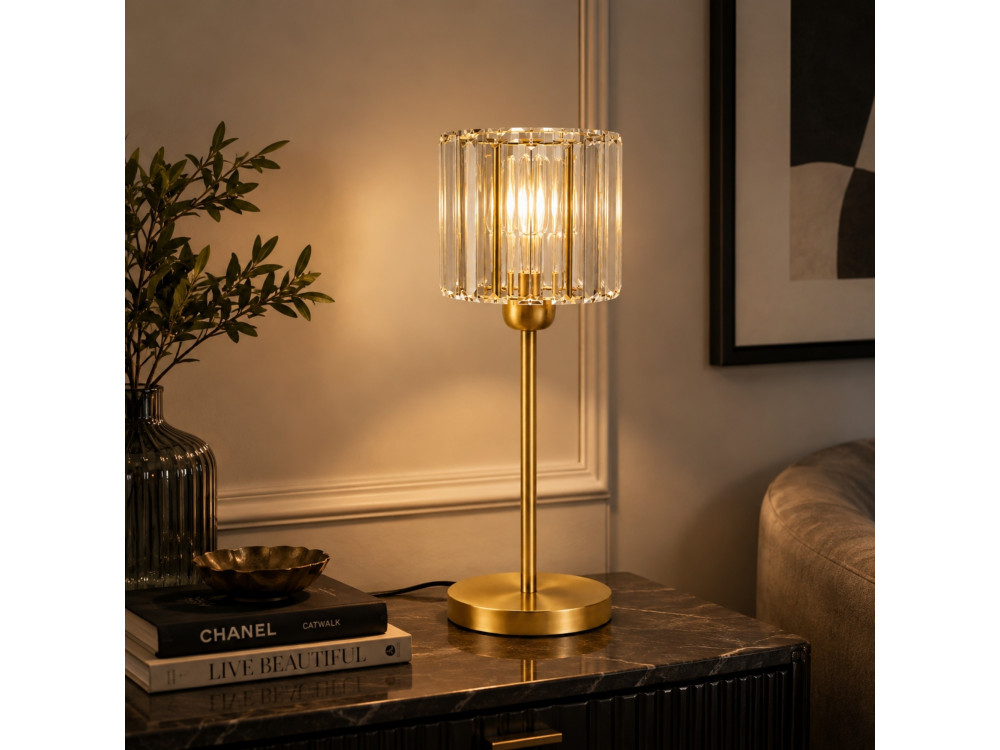 Metalowa lampa stołowa „Yakops” – 17 x 17 x 50 cm – żółta