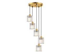 Metalowy żyrandol „Yakops” – 47 x 47 x 105 cm – żółty