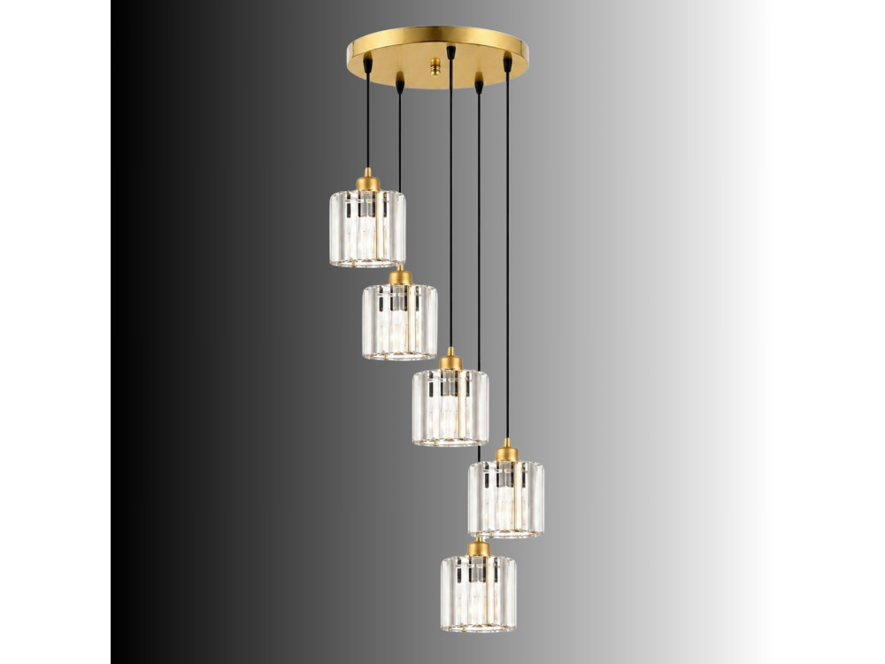 Metalowy żyrandol „Yakops” – 47 x 47 x 105 cm – żółty