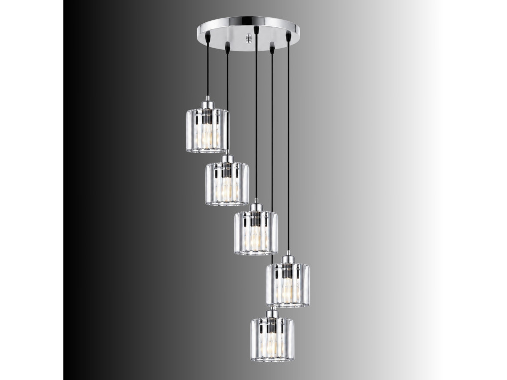 Metalowy żyrandol „Yakops” – 47 x 47 x 105 cm – szary